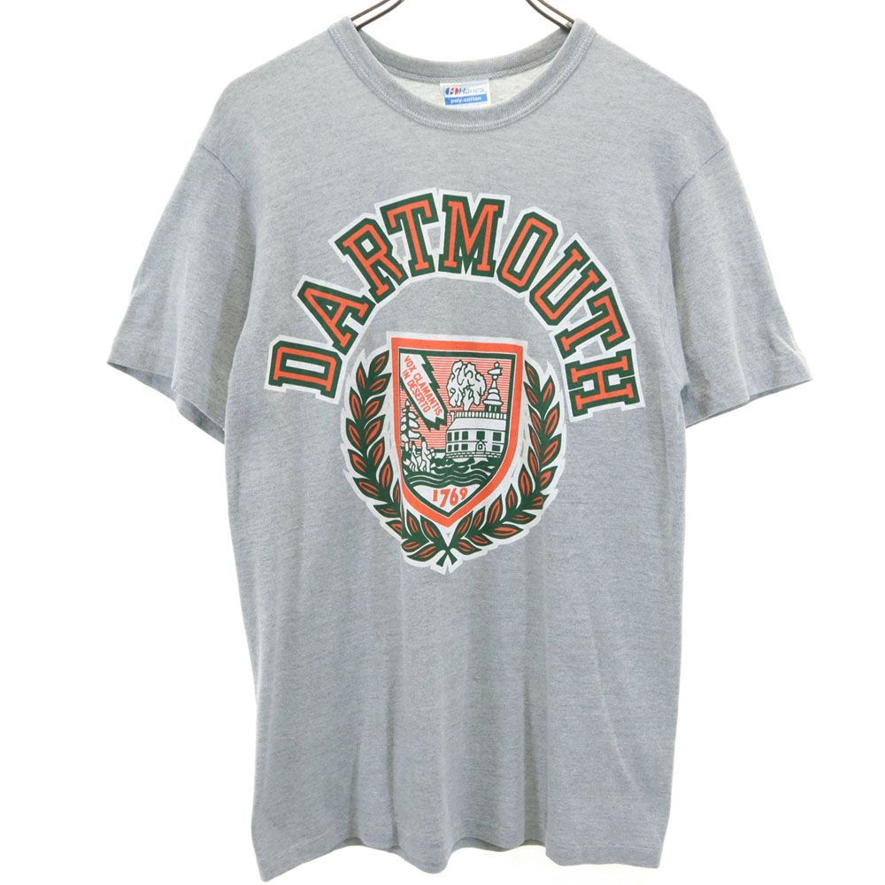 ヘインズ 80s USA製 ヴィンテージ プリント 半袖 Tシャツ M グレー系 Hanes メンズ 古着 【240401】 メール便可