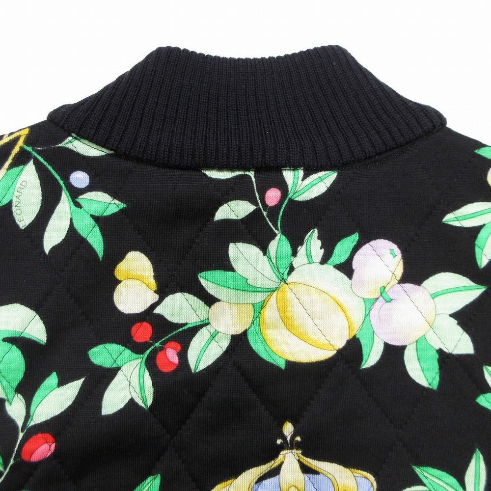 レオナール LEONARD  FLOWER キルティング ベスト ジップアップ 総柄 ウール ジレ L ブラック ur24 【中古】 レオナール LEONARD ROYAL FLOWER キルティング ベスト ジップ