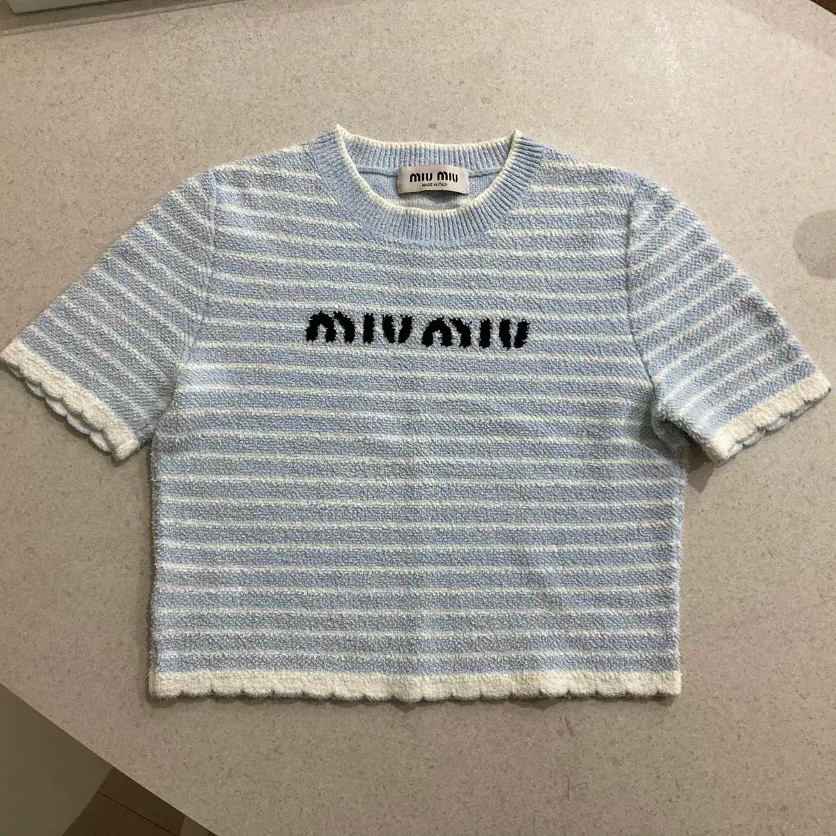 miu miu ストライプ 半袖ニット MIU MIU ストライプ ニット 半袖 - メルカリ