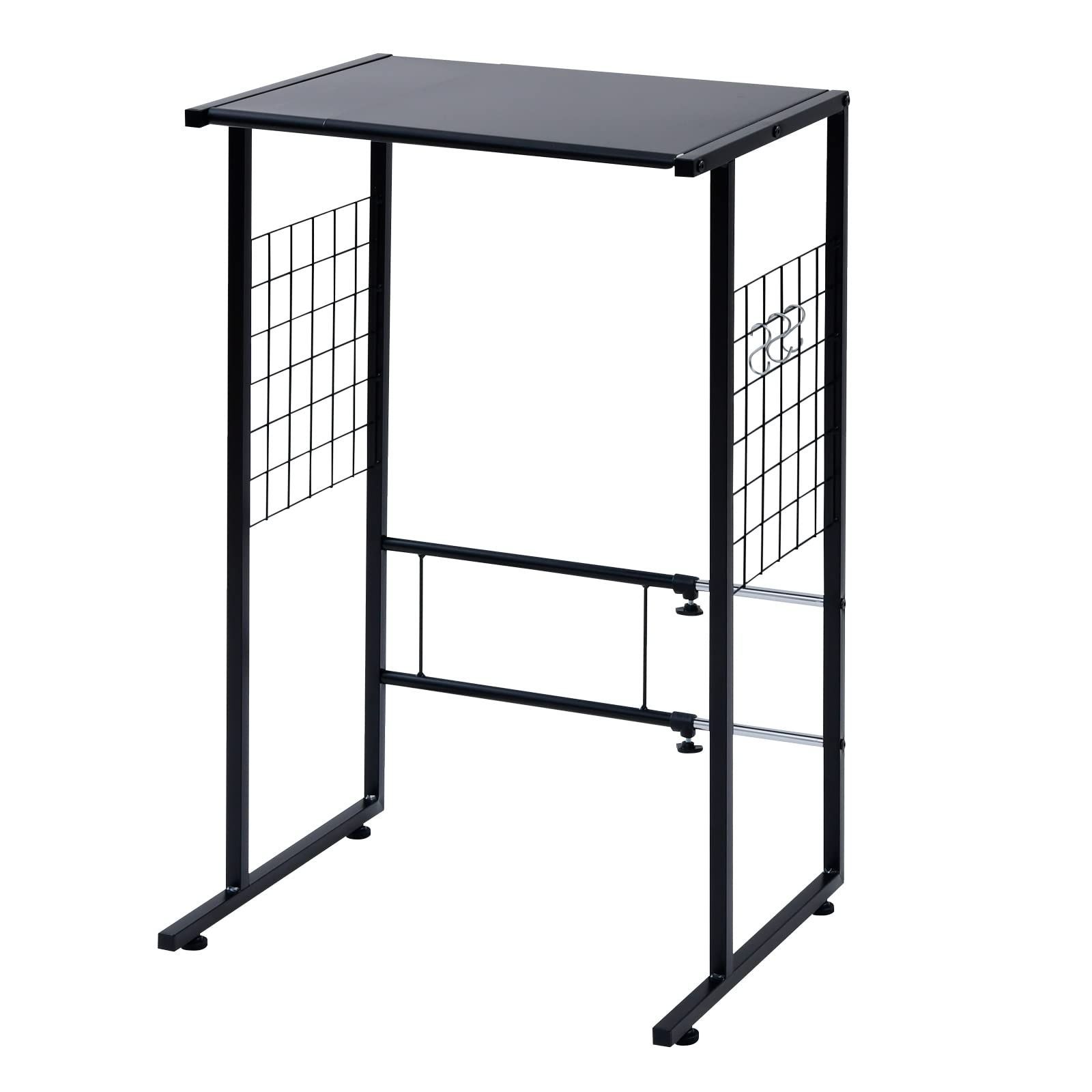 新着商品 ゴミ箱上ラック キッチン 幅40-55×奥行45.5×高さ85cm 棚 伸縮式 レンジ台 スチール キッチンラック 組立品 ブラック 山善 YPR-40 BK