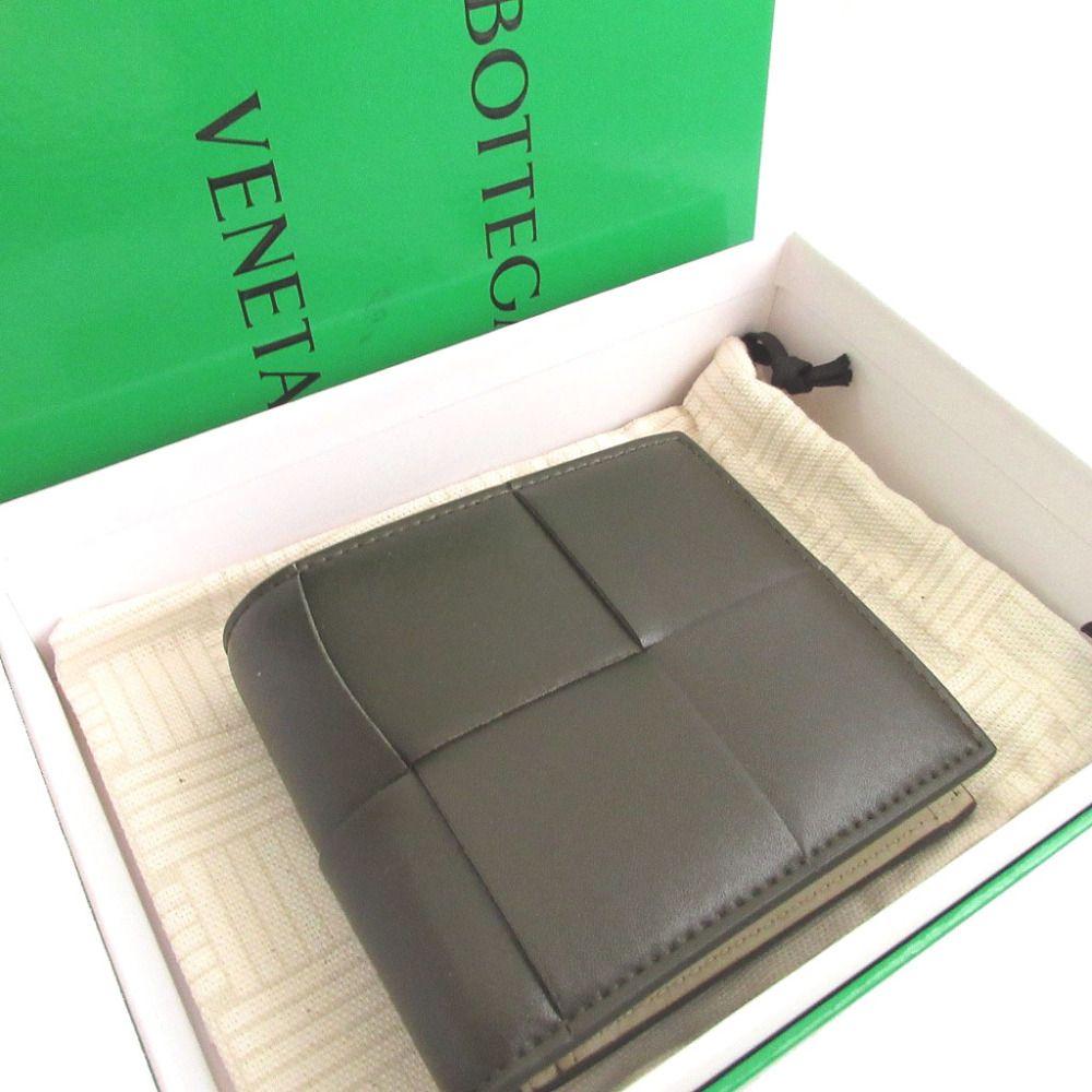 【美品】ボッテガヴェネタ カセット イントレチャート 二つ折り財布 IC搭載 緑 美品】ボッテガヴェネタ カセット イントレチャート 二つ折り財布 IC