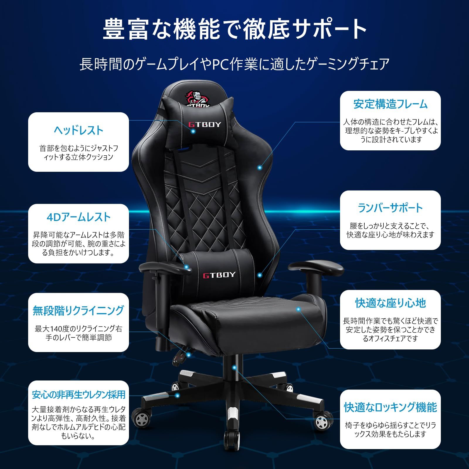 高さ調整機能 無段階リクライニング