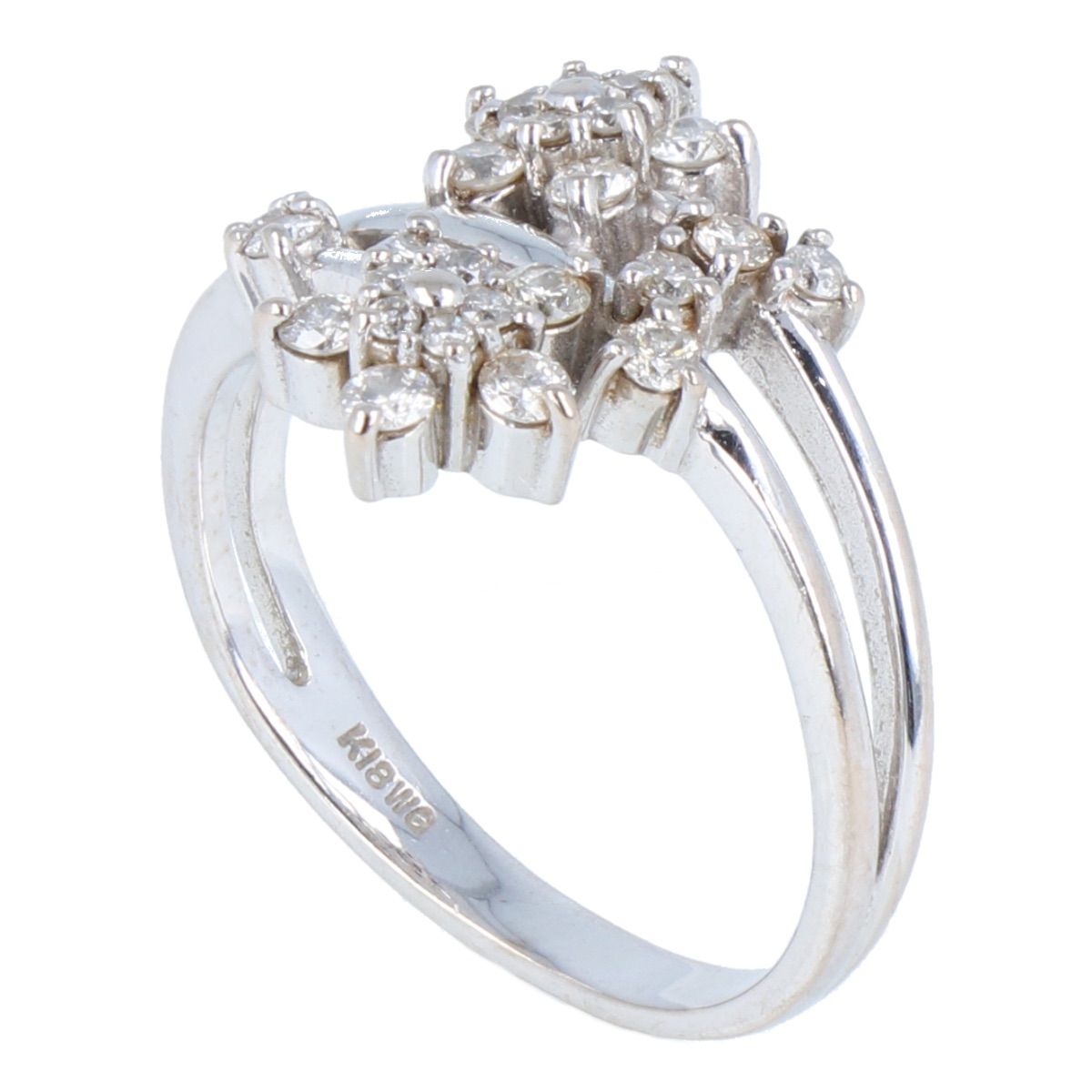 フラワーモチーフ デザインリング 指輪 ホワイトゴールド K 18 WG ダイヤモンド 0.41 ct 3.8 g 8号 レディース ジュエリー 宝石 アクセサリー -B 9304