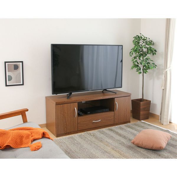 ワイドローボード 幅約118cmオークブラウン 組立品 代引不可