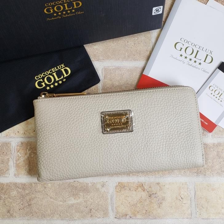未使用 ココセリュクスゴールド ☆ シュリンクレザー L字ジップ 長財布