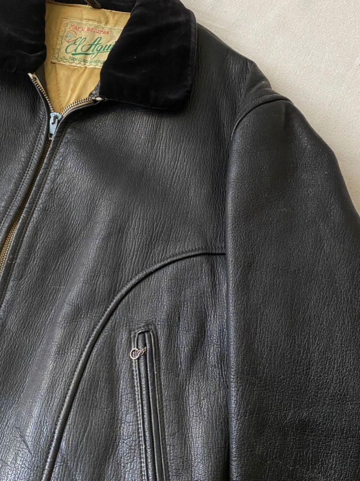 50s Euro レザー ジャケット / 40 ブラック カーコート 革ジャン