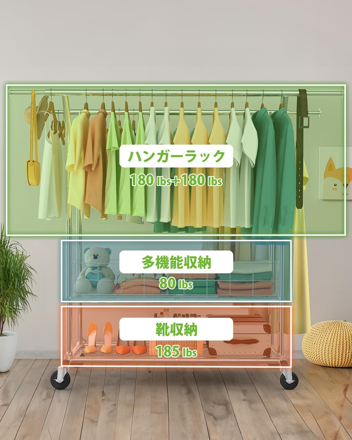 パイプハンガーラック 耐荷重275KG 業務用 3ウェイ ダブル 新着商品