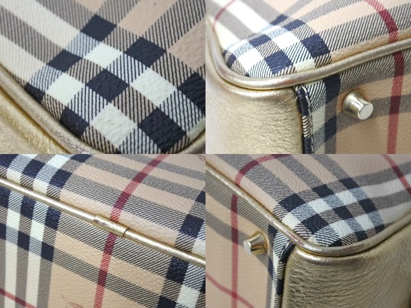 バーバリー　シャドーホース　金ロゴミニボストンバッグ BURBERRY バーバリー ノバチェック柄 ミニボストンバッグ