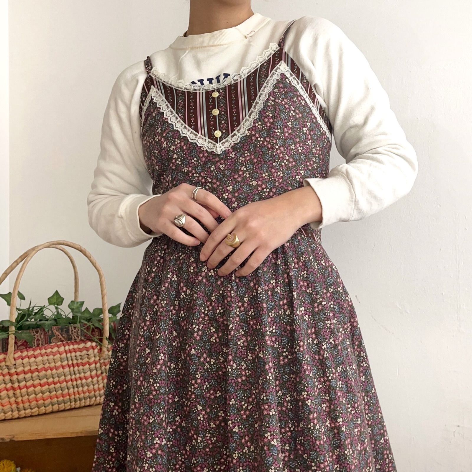 公式半額【極美品】GUNNE SAX ガニーサックス　花柄Aラインワンピース　ペイズリー ワンピース