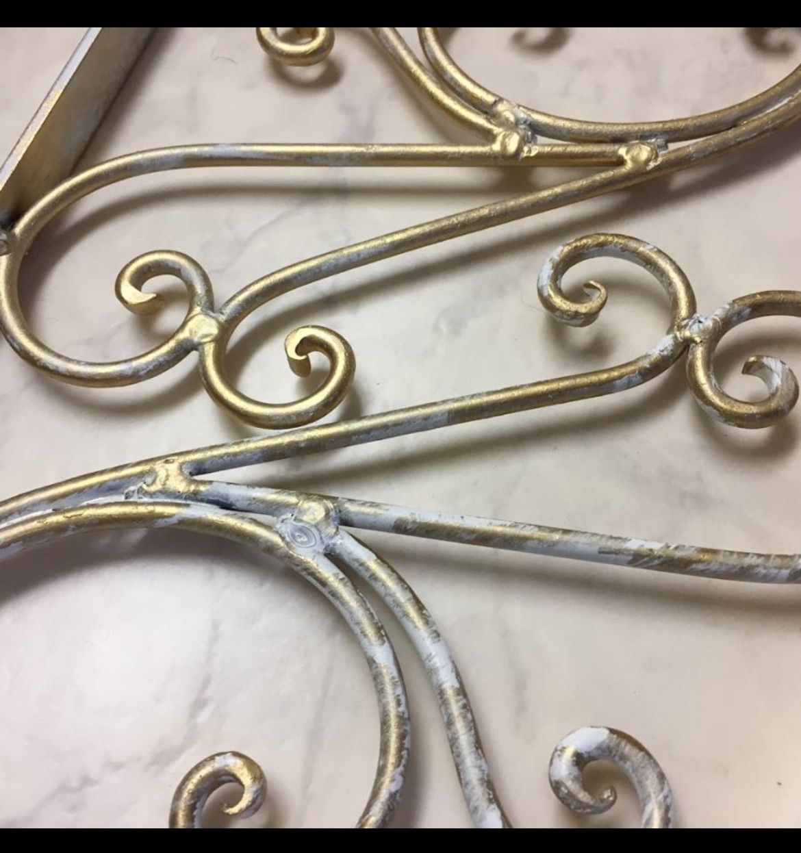 棚受け2個セット アンティーク調ホワイトゴールド 棚受け22cm