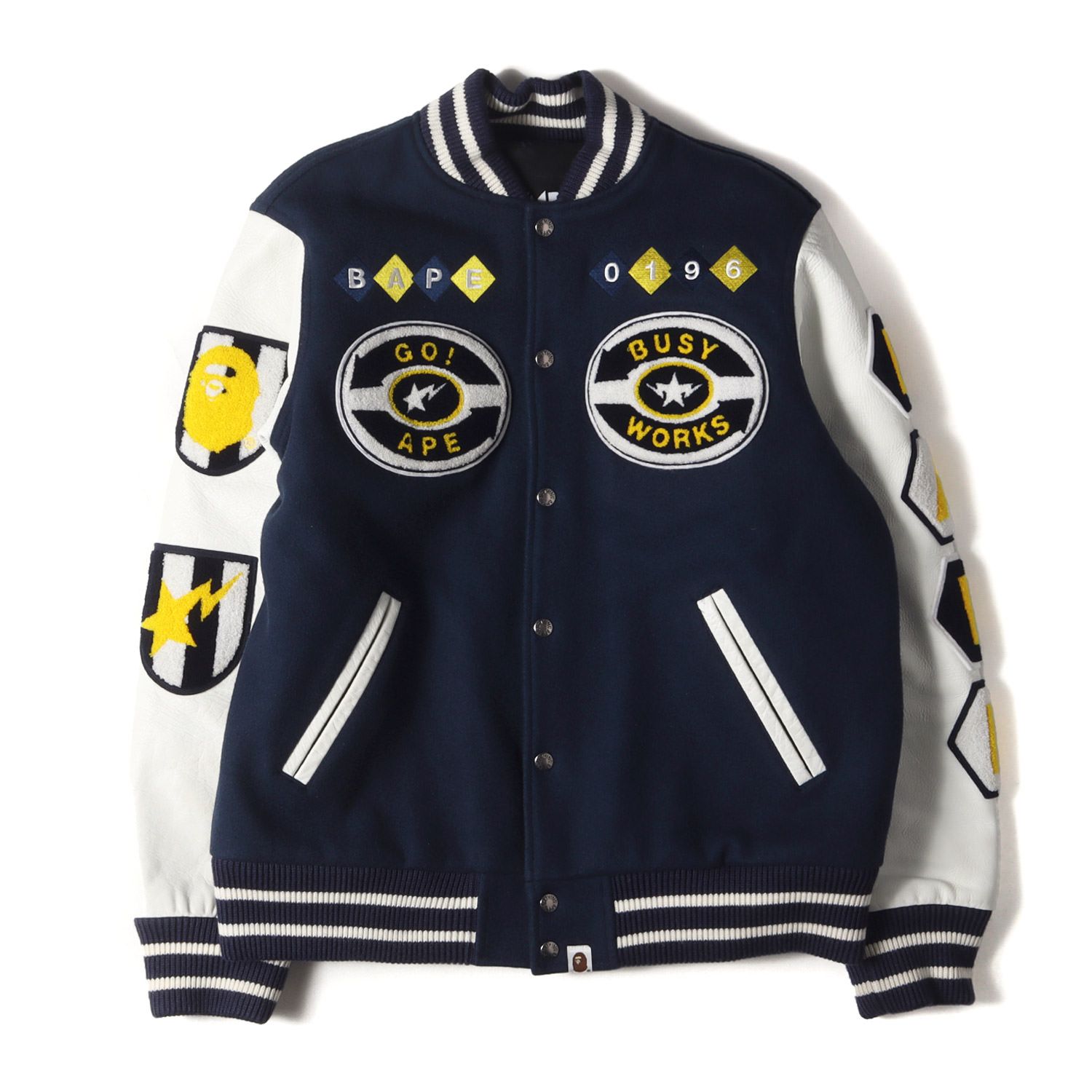 A BATHING APE スタジャン レザー BAPE アベイジングエイプ 袖レザー