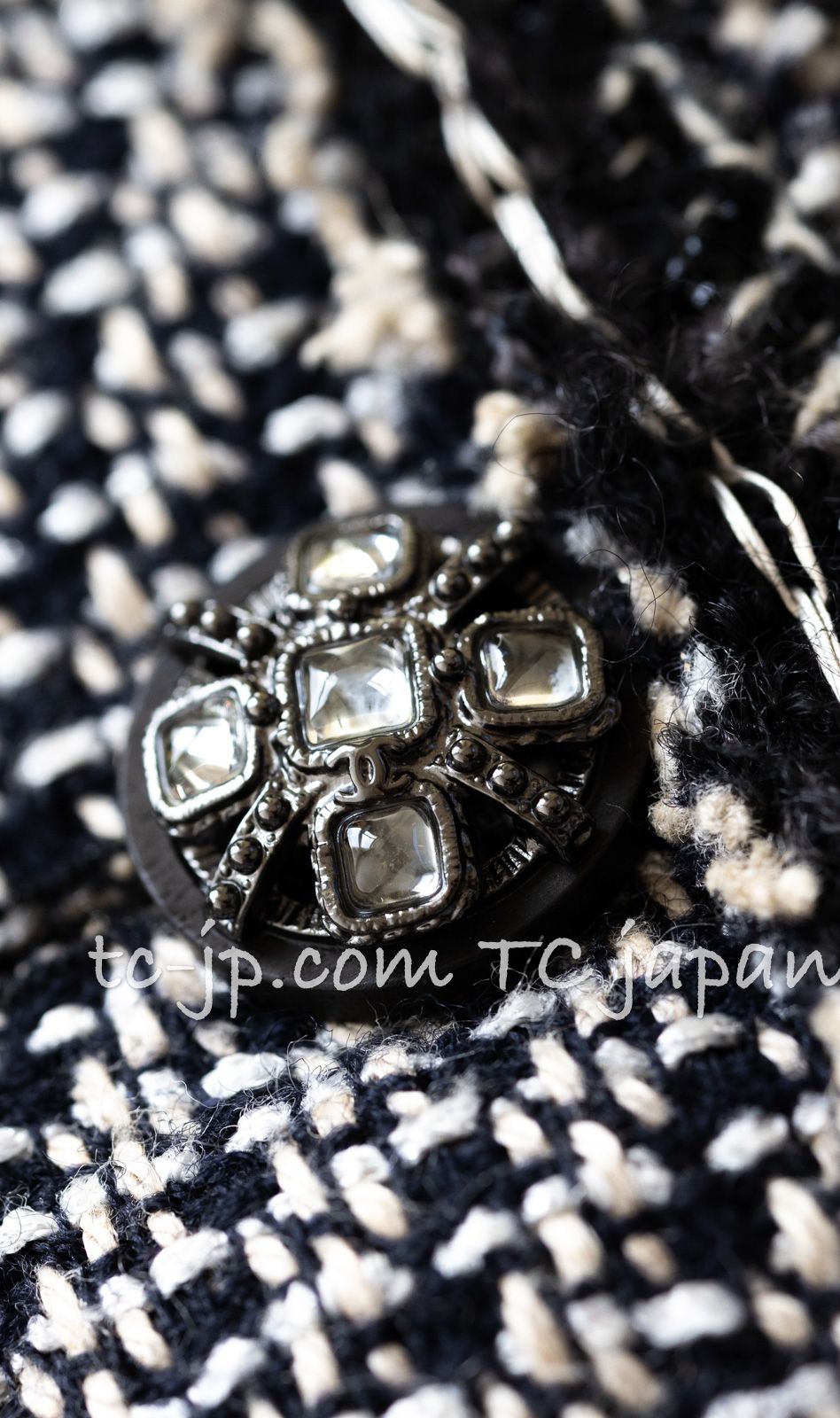 75万 シャネル ジャケット CHANEL グレー ブラック 黒 リネン