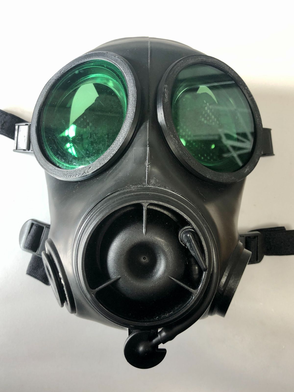 イギリス軍FM12ガスマスク用レンズ グリーン緑 GasMask 外付けリング付