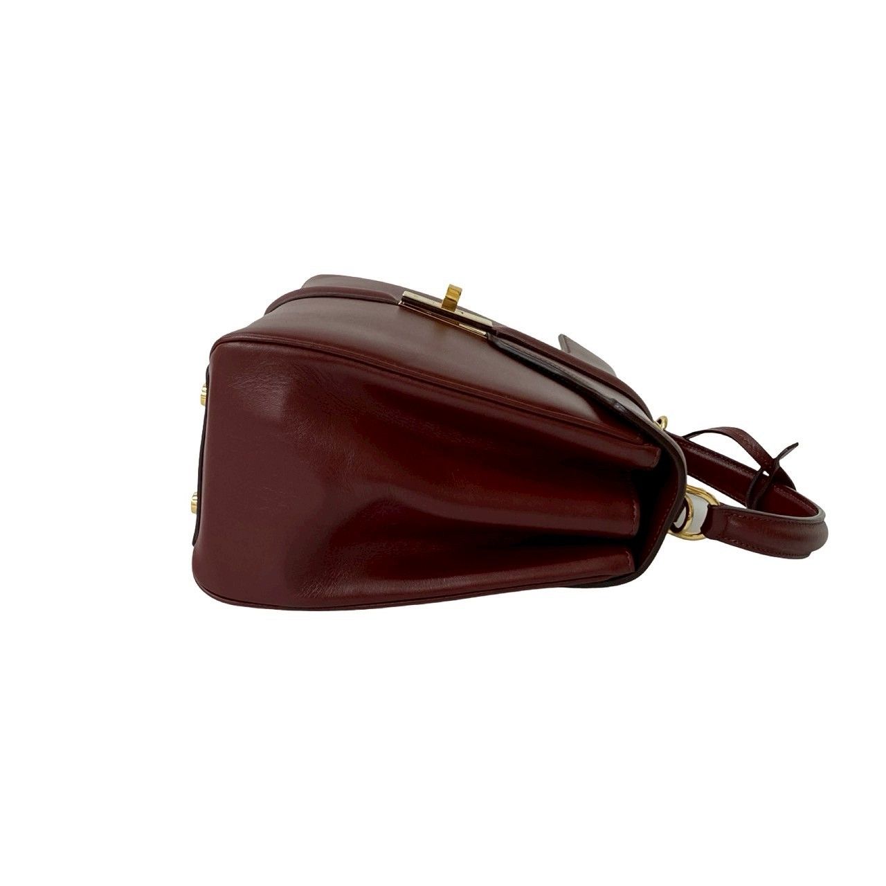 本日限定価格　セリーヌ　　ショルダーバッグ　トリオンフ 金具　ボルドー セリーヌ トリオンフ ブザス レザー ショルダーバッグ ボルドー