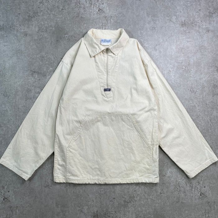 70年代 フランス製 LE GLAZIK ハーフジップ フレンチフィッシャーマンスモック ユーロワークジャケット キャンバス地 メンズM相当