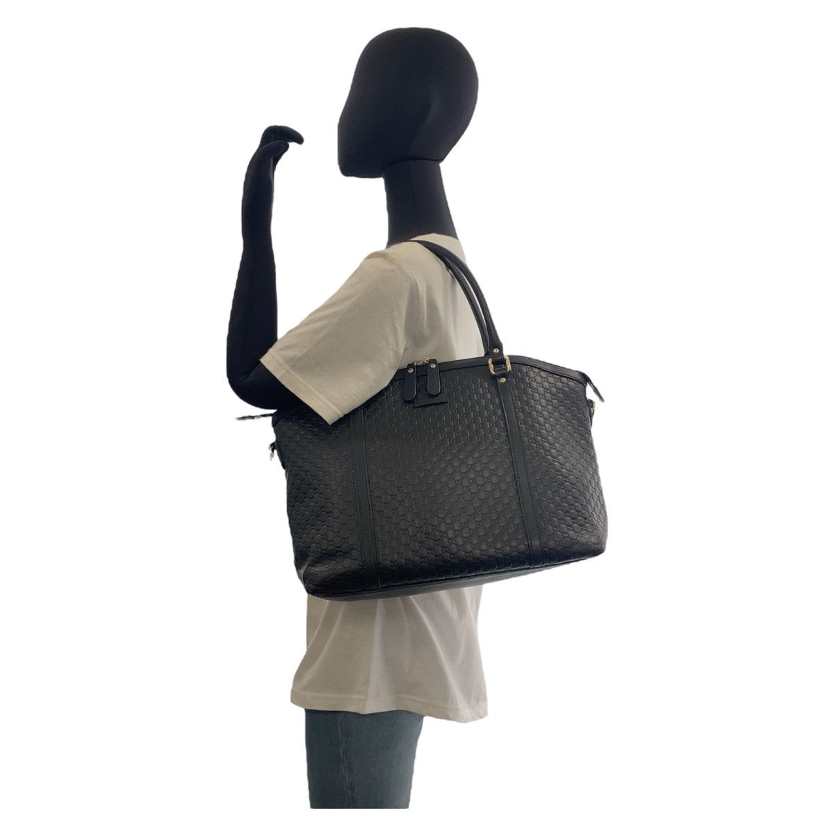 GUCCI グッチ マイクログッチシマ ブラック 黒 ゴールド金具 レザー  