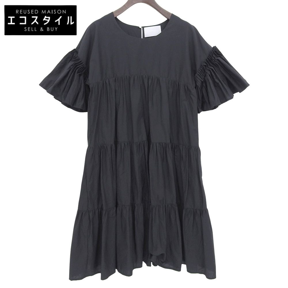 MERLETTE マーレット フアナ ジュアナ プリーツスリーブ ティアードワンピース ワンピース レディース ブラック ―