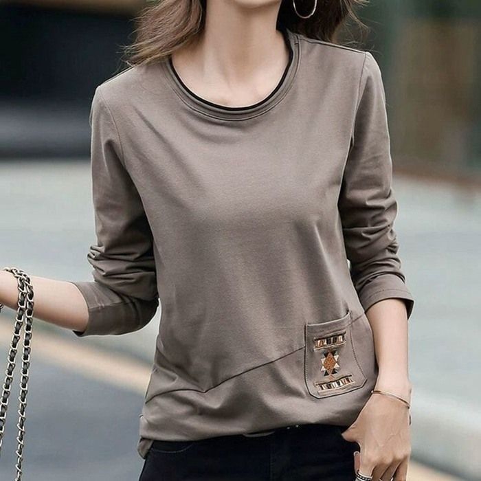 トップスTシャツオシャレレディース長袖ｔシャツ30代40代体型カバーコーデカジュアル3色秋 Tシャツ レディース 七分袖 50代 40代 30代 20代 トップス