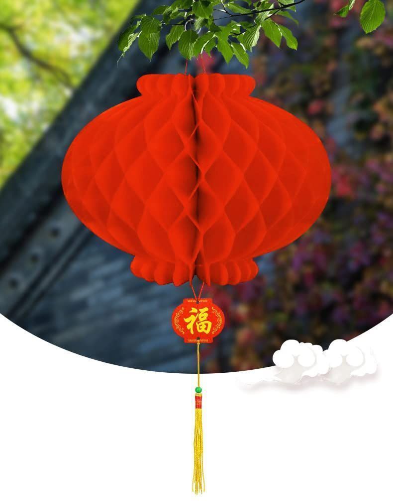中華赤無地提灯　２０cm(春節飾り 中華提灯)