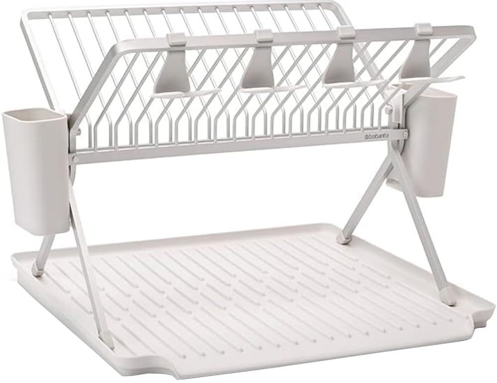 Style 3 ラック ラージ ライトグレイ ブラバンシア フォルダブル ディッシュ ドライングラック ラージ 水切りかご カトラリー-トレイ-グラスフック付き ライトグレイ 139444 サイズ 幅51×奥行42×高さ31.5cm