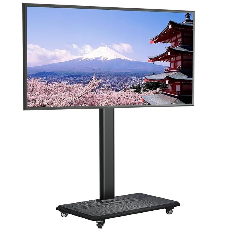USX MOUNT テレビスタンド キャスター付き tvスタンド ハイタイプ 移動式テレビ台 壁掛け 耐荷重45kg VESA|横200～600mm|縦100～400mm壁掛け 32~65インチ対応 木製ベース 高さ調整 tv stand ラック 0