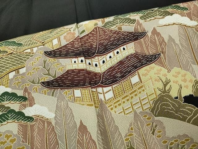 平和屋着物□豪華黒留袖 友禅 風景枝花文 正絹 逸品 CAAO9547yk 平和