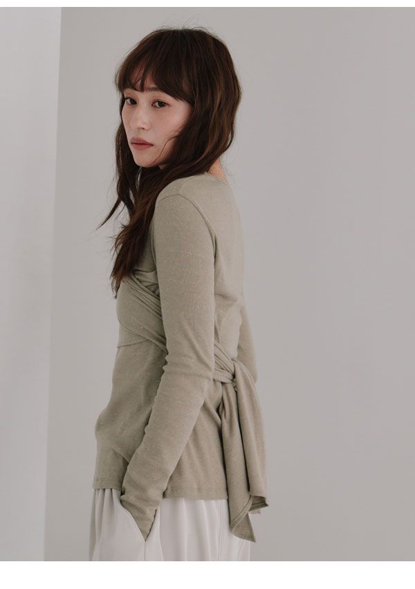 社会 ヘラ Hella 25秋冬 トップス back tie napped tops ブラックタイナップドトップス ミドル丈 長袖 h253-12