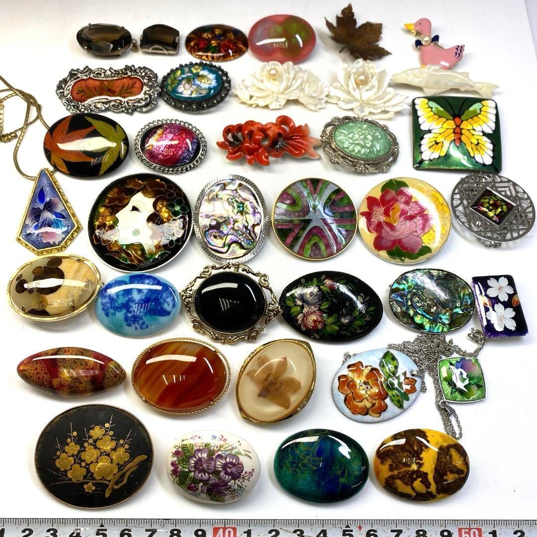 九谷焼 七宝等 帯留 ブローチ多数 437g 東Y6-0808ア㉓