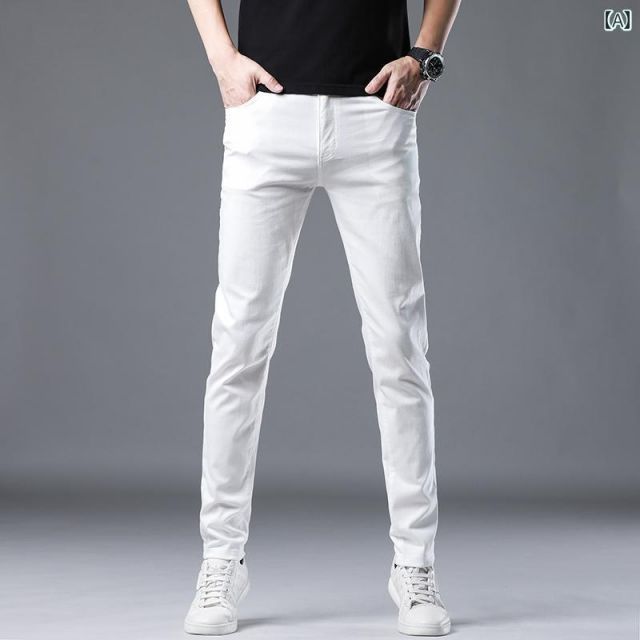 33 メンズ ファッション 服 オシャレ シンプル 大人 かっこいい 大きいサイズ ストリート 紳士服 冷感 ホワイト ジーンズ スリム ストレート ストレッチ ハイエンド テンセル カジュアル 夏 薄手