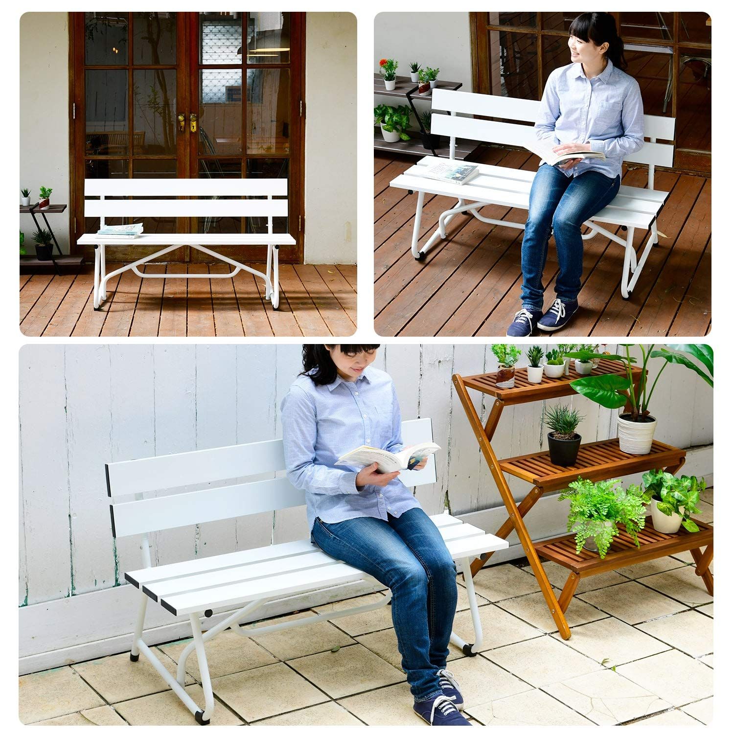 休憩所 バルコニー 喫煙所 テラス ベランダ ガーデンマスター お庭 ホワイト 幅120×奥行53.5×高さ69.5cm アルミガーデンベンチ KAB-1205 ガーデンマスター Gardenmaster