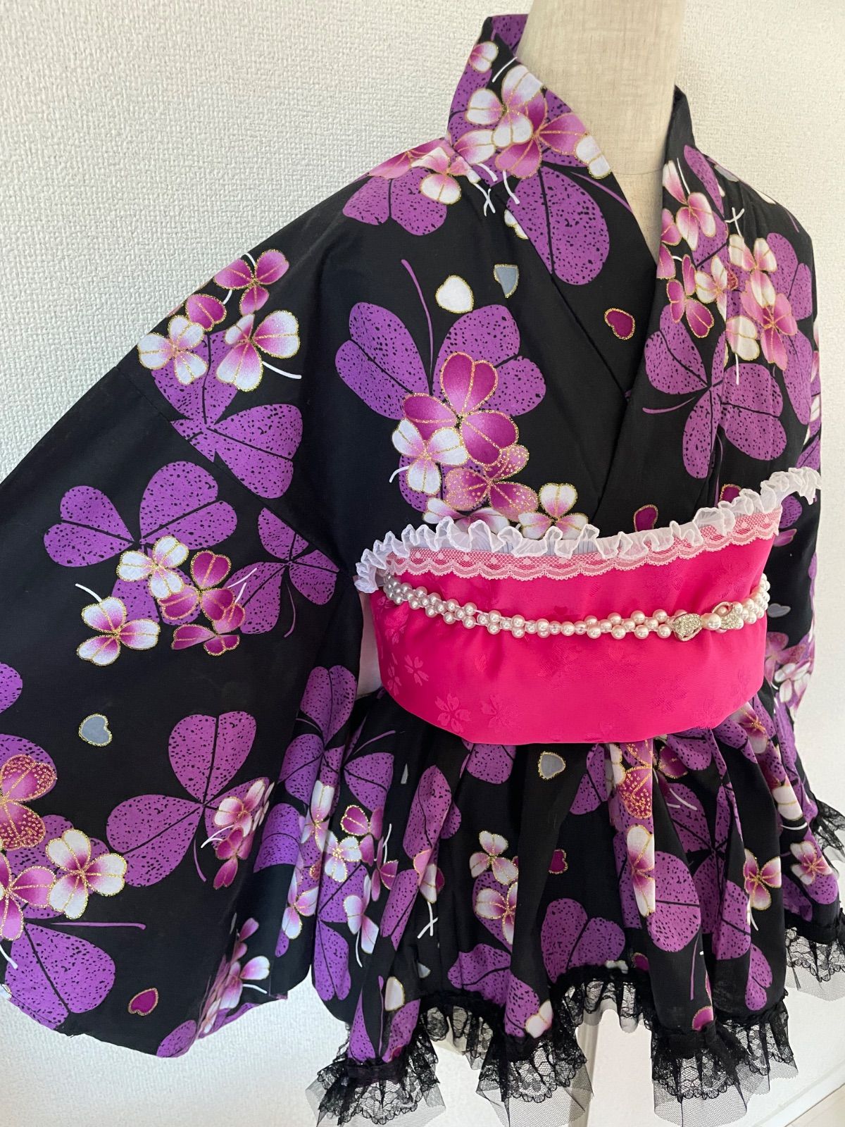 限定SALE，2025 姫ギャル 浴衣ドレス 黒 ピンク 大人