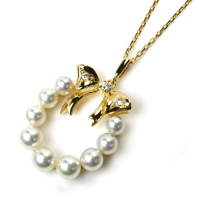 MIKIMOTO ミキモト K18YG イエローゴールド パール ダイヤ ネックレス パール約4.0～5.0mm ダイヤモンド 5.1g 40cm  レディース 中古 美品 - メルカリ