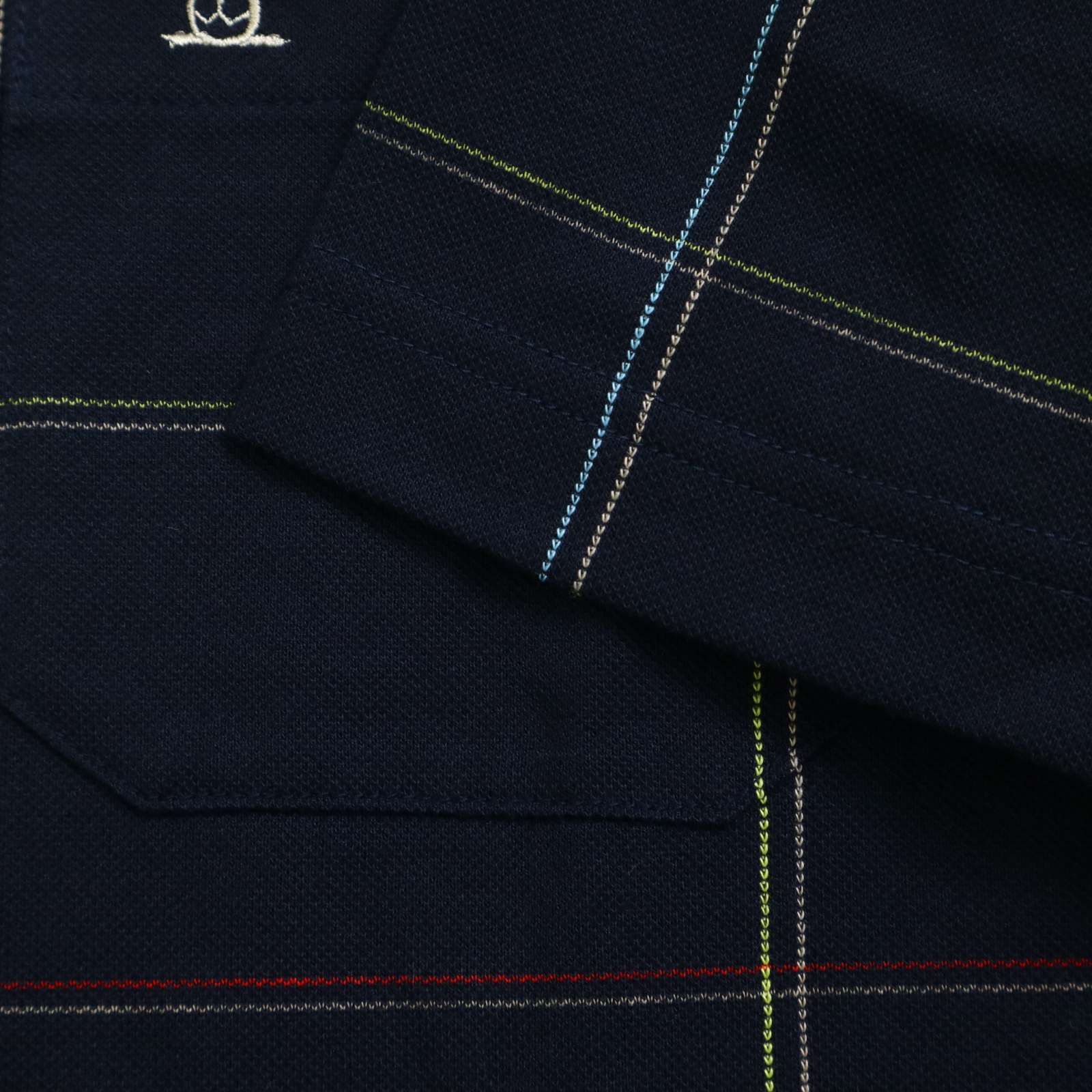 美品✨️マンシングウェア 刺繍ポロシャツ ネイビー チェック柄 半袖 　LL Munsing Wear マンシングウェア ポロシャツ ロゴ刺繍 TS-168