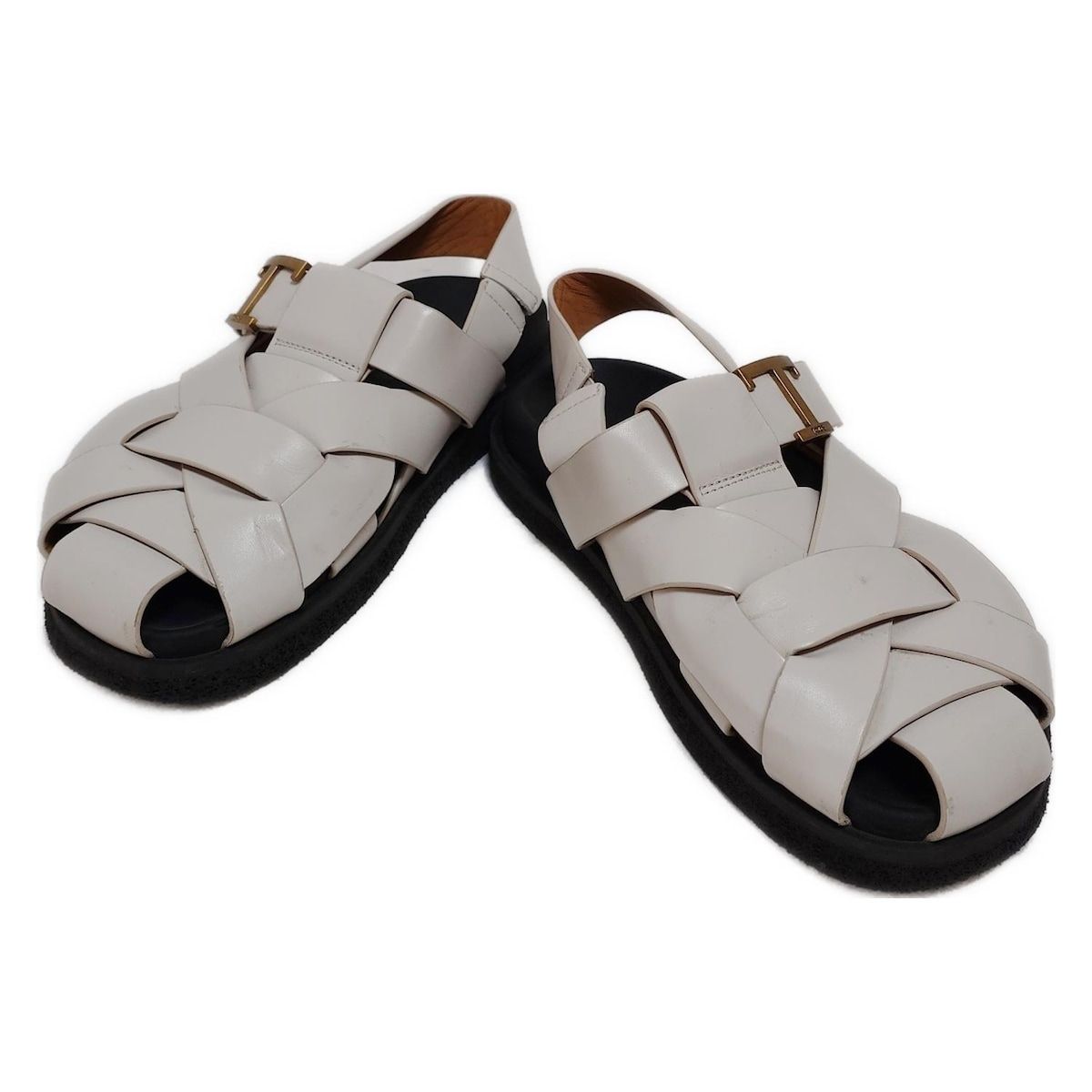 TOD S トッズ サンダル 35 レディース - 白×黒 レザー