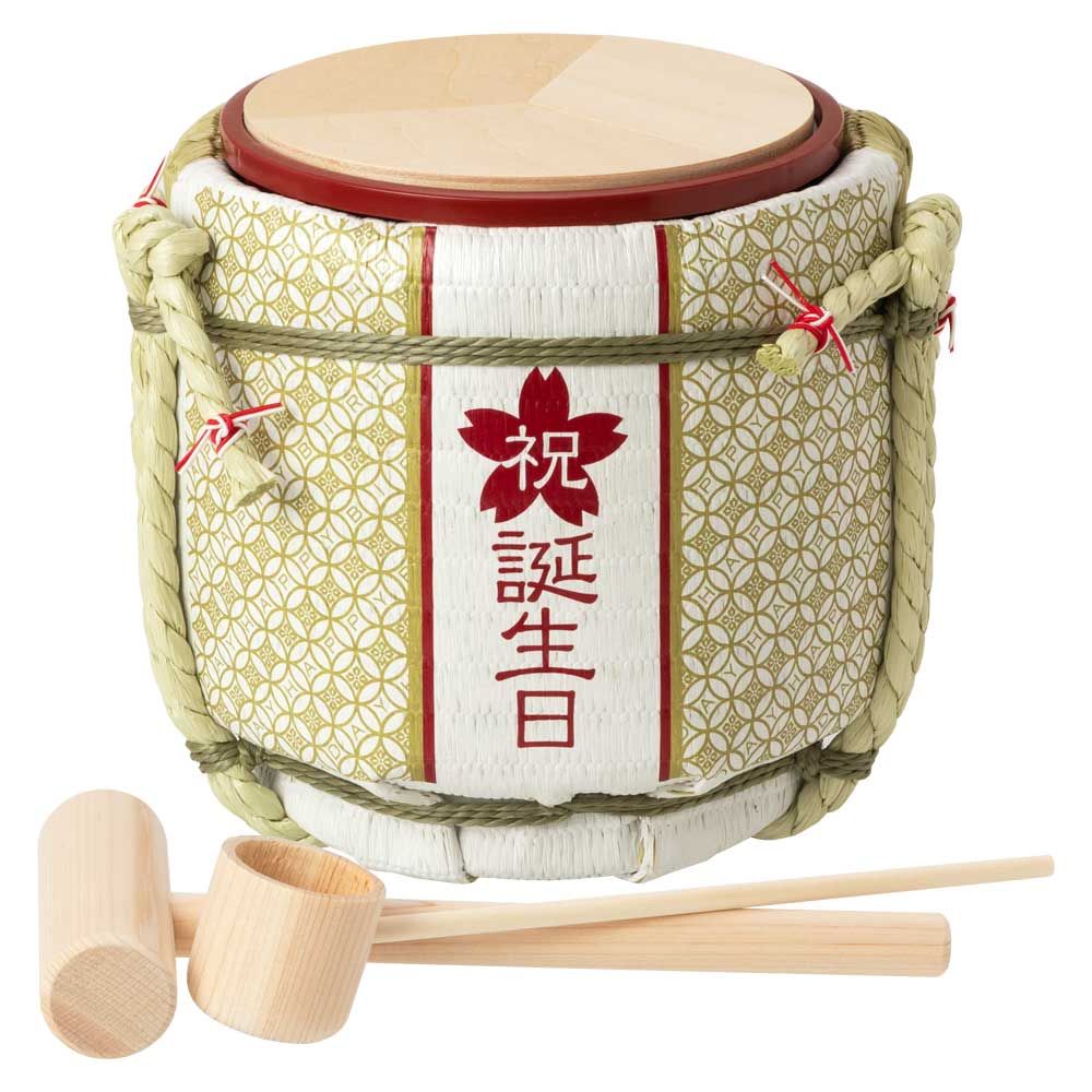 岸本吉二商店 ミニ鏡開きセット 菰樽 誕生日祝い マグネット式の鏡板で