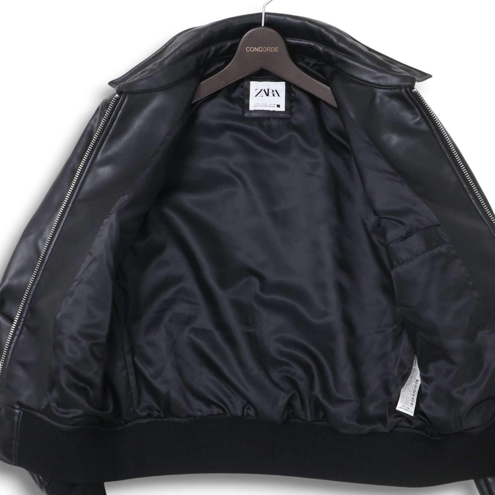 新品未使用　ZARA ザラ　フェイクレザーボンバージャケット　ブラック　M 大人気 ☆ZARA(ザラ)☆定番 フェイクレザー ボンバージャケット