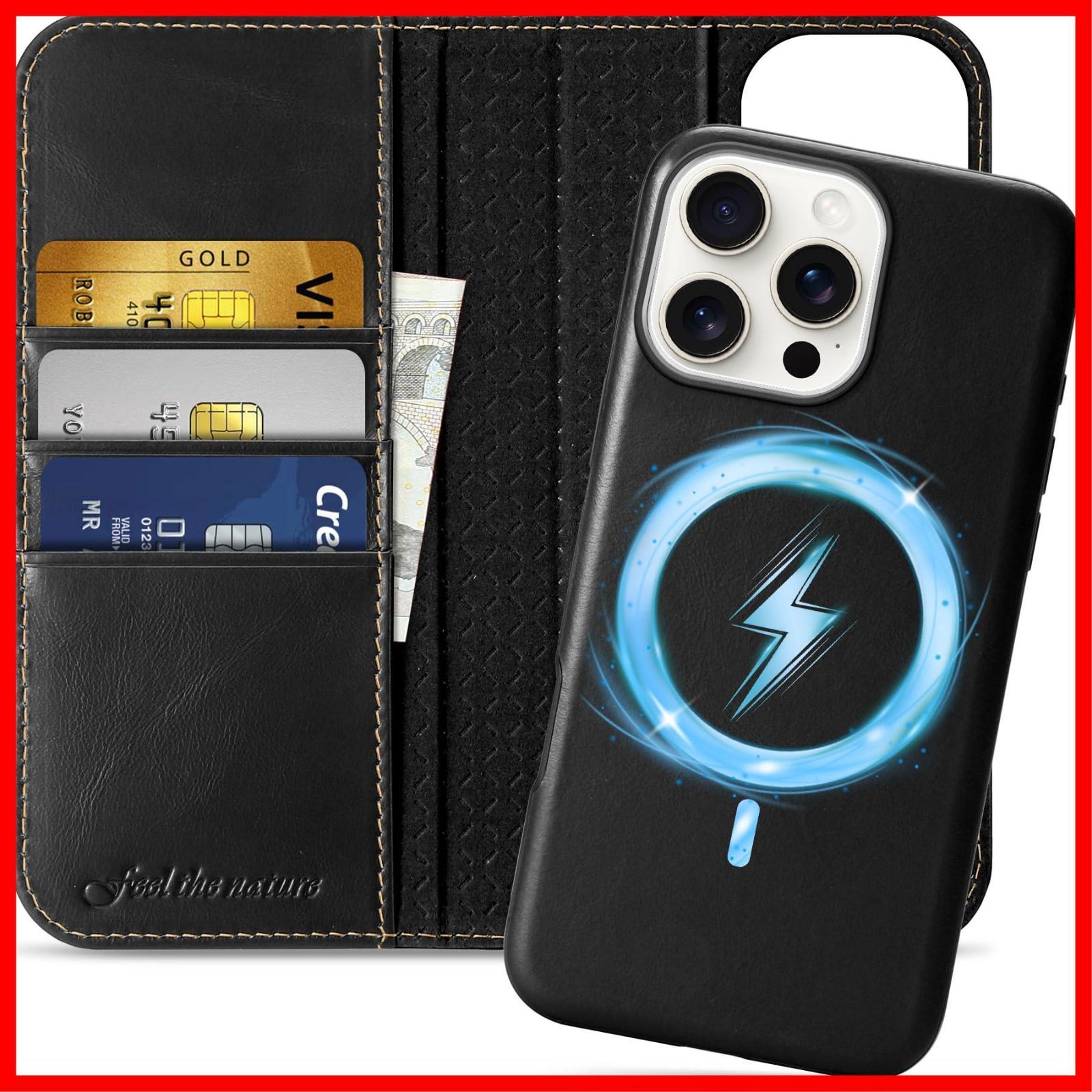 【人気商品】[RFIDブロッキング] PUレザー 6つポケット アイフォーン16プロマックスカバー 取り外し不可 ストラップ付き 財布型 ショルダー 肩掛け 斜め掛け 手帳型 TPU素材 背面 衝撃吸収 ケー iPhone16ProMax 対応 ケース 手帳型 2 in 1 分離式 アイフォーン16プロ