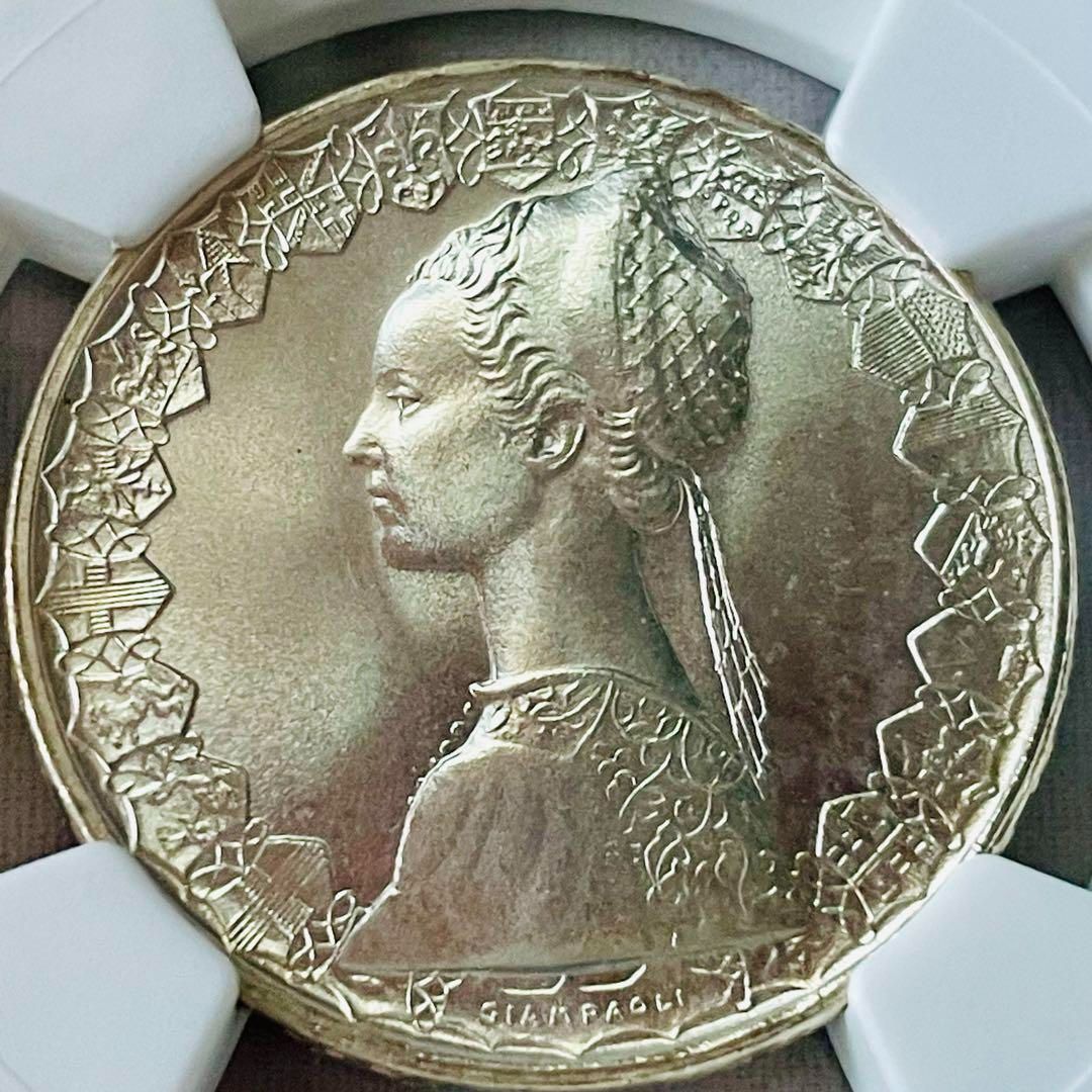 ルネッサンス様式の貴婦人 銀貨 イタリア 1970 500リラ MS66