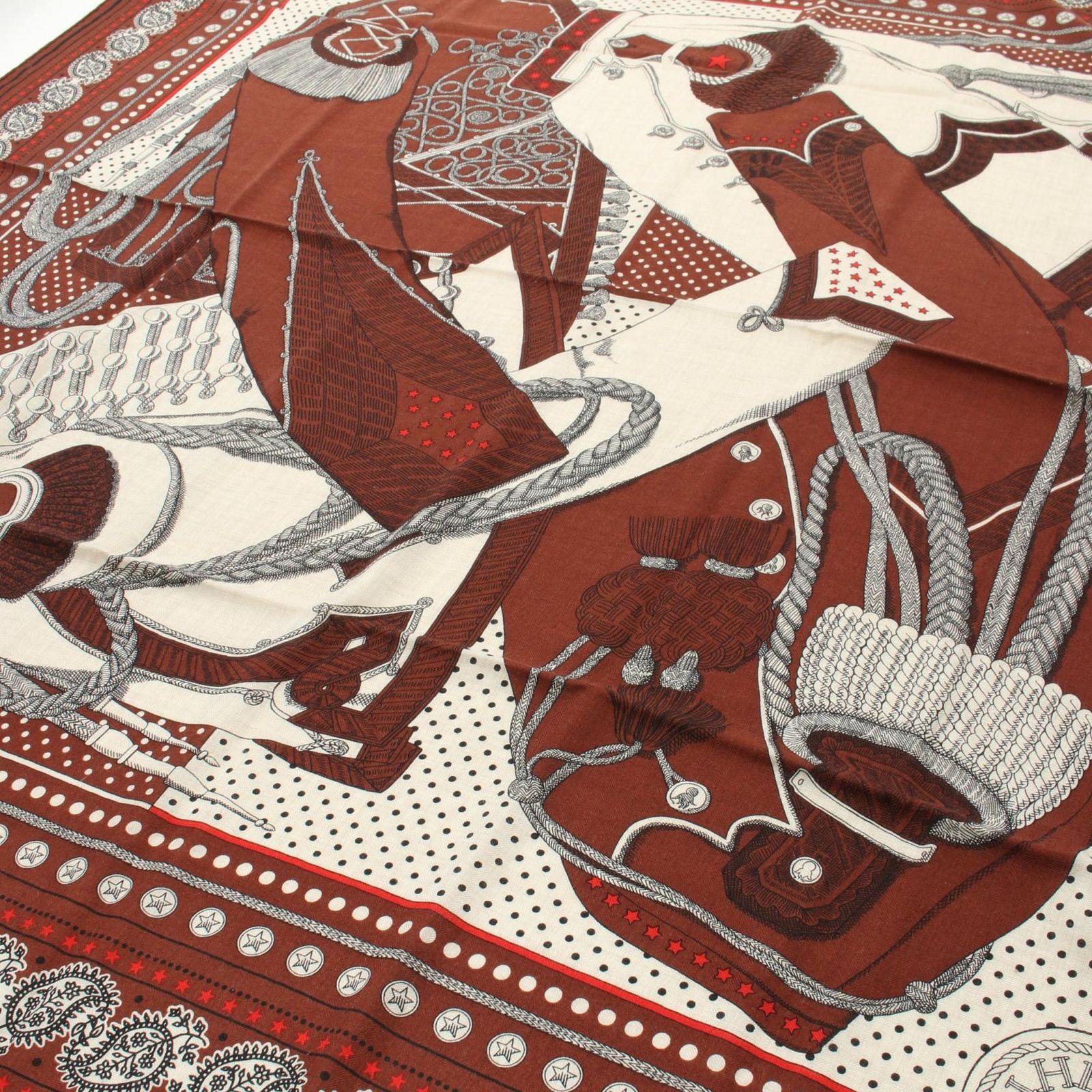 HERMES エルメス カレジェアン カレ140 ZOUAVES ET DRAGONS スカーフ 