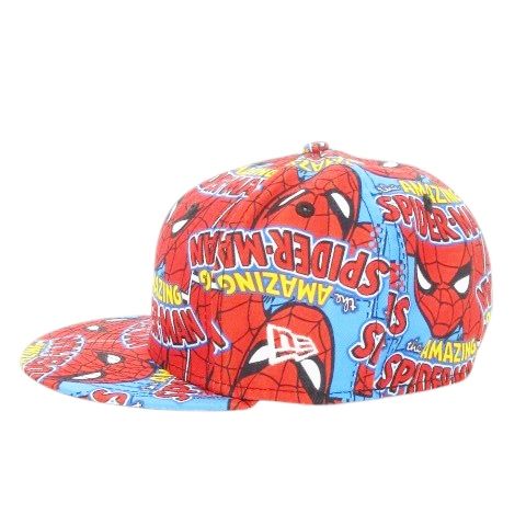 ニューエラ ERA × マーベル MARVEL スパイダーマン 59 FIFTY 帽子 キャップ 野球帽 BBキャップ ベースボールキャップ 平つば キャラクター 総柄 56.8 cm 赤 レッド AH 4 GY 19