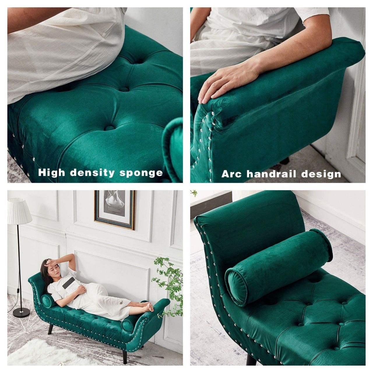 ミントグリーン ベルベット 2人掛けソファ