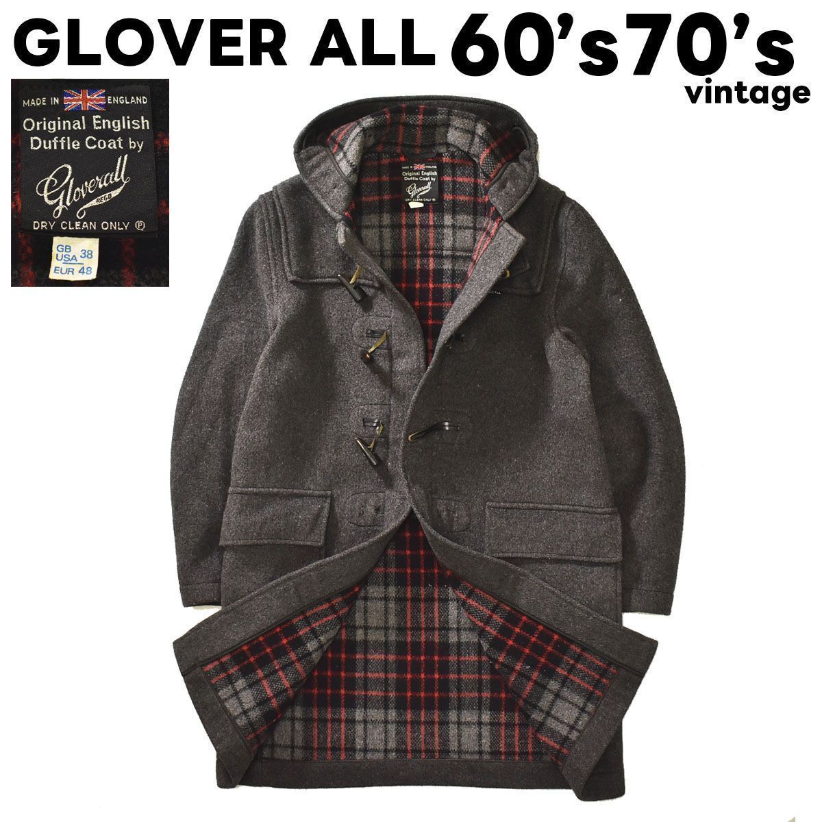 60s70sヴィンテージ 英国旗タグ グローバーオール ダッフルコート 38
