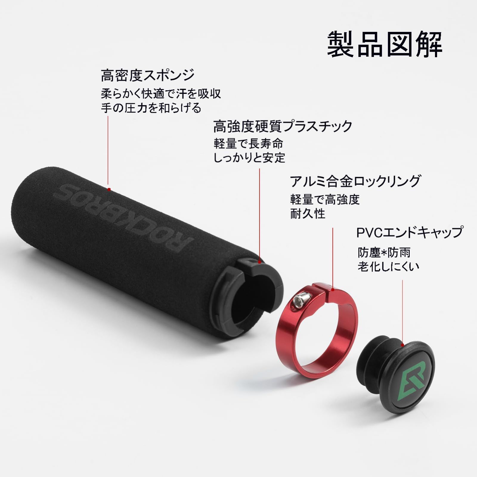 新品 ROCKBROS(ロックブロス)自転車 グリップ ハンドルグリップ