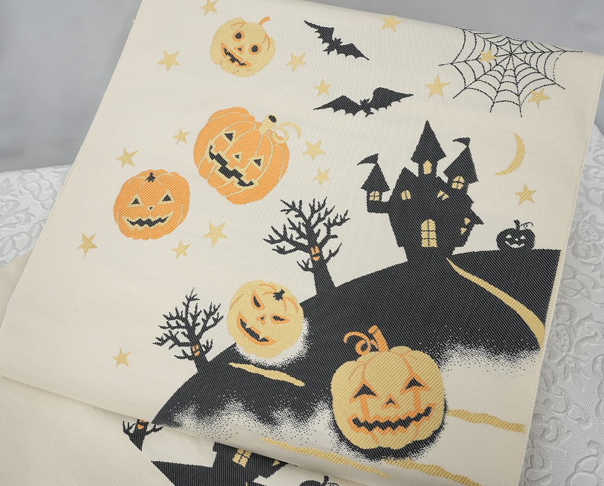 新品仕立済 西陣織 九寸名古屋帯 ハロウィン ジャックオランタン