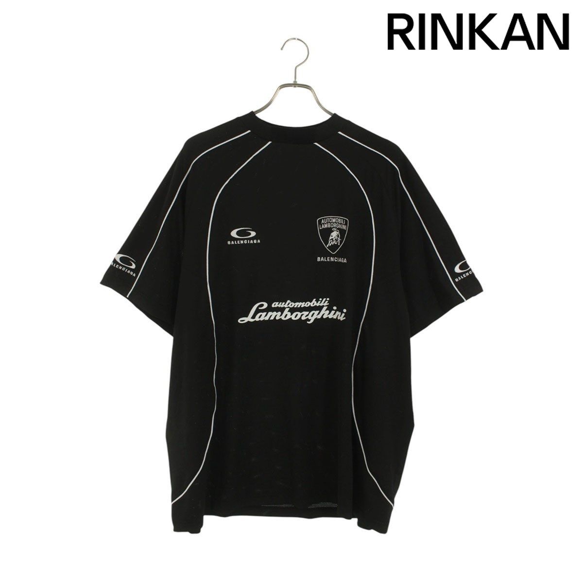 送込*バレンシアガ×ランボルギーニ*コラボアートメンズTシャツ バレンシアガ 844234 TSVU3 ランボルギーニロゴ刺繍メッシュ