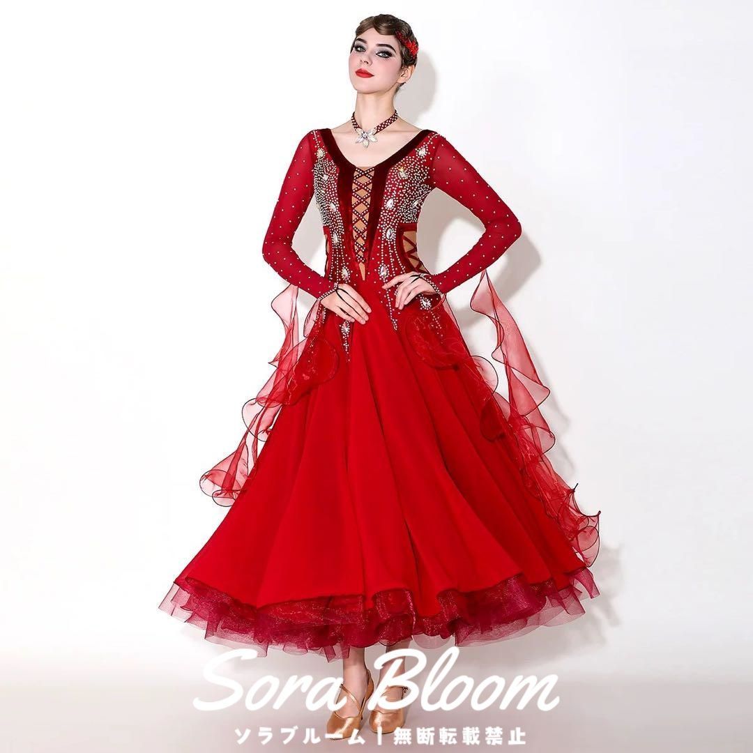 豪華ストーン付きスタンダードドレス★競技会やデモ、パーティーにオススメ！ 新品未使用豪華ストーン付きスタンダードドレス☆競技会やデモ