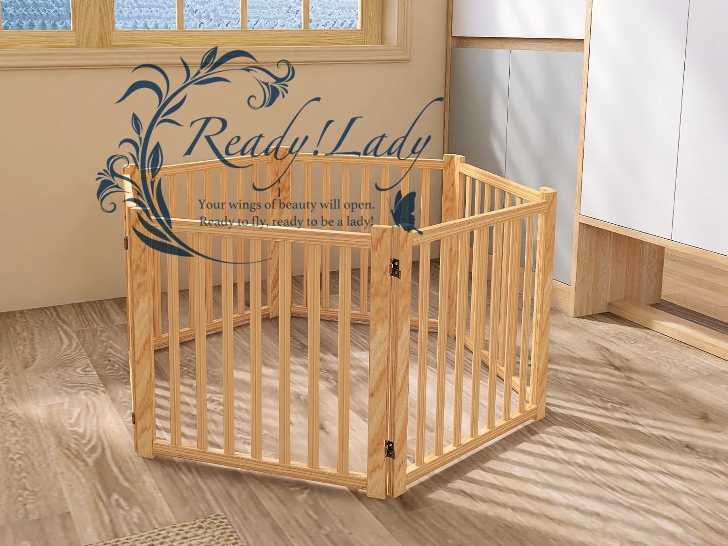 木製ペットゲート家用自立式ドッグゲート 戸口