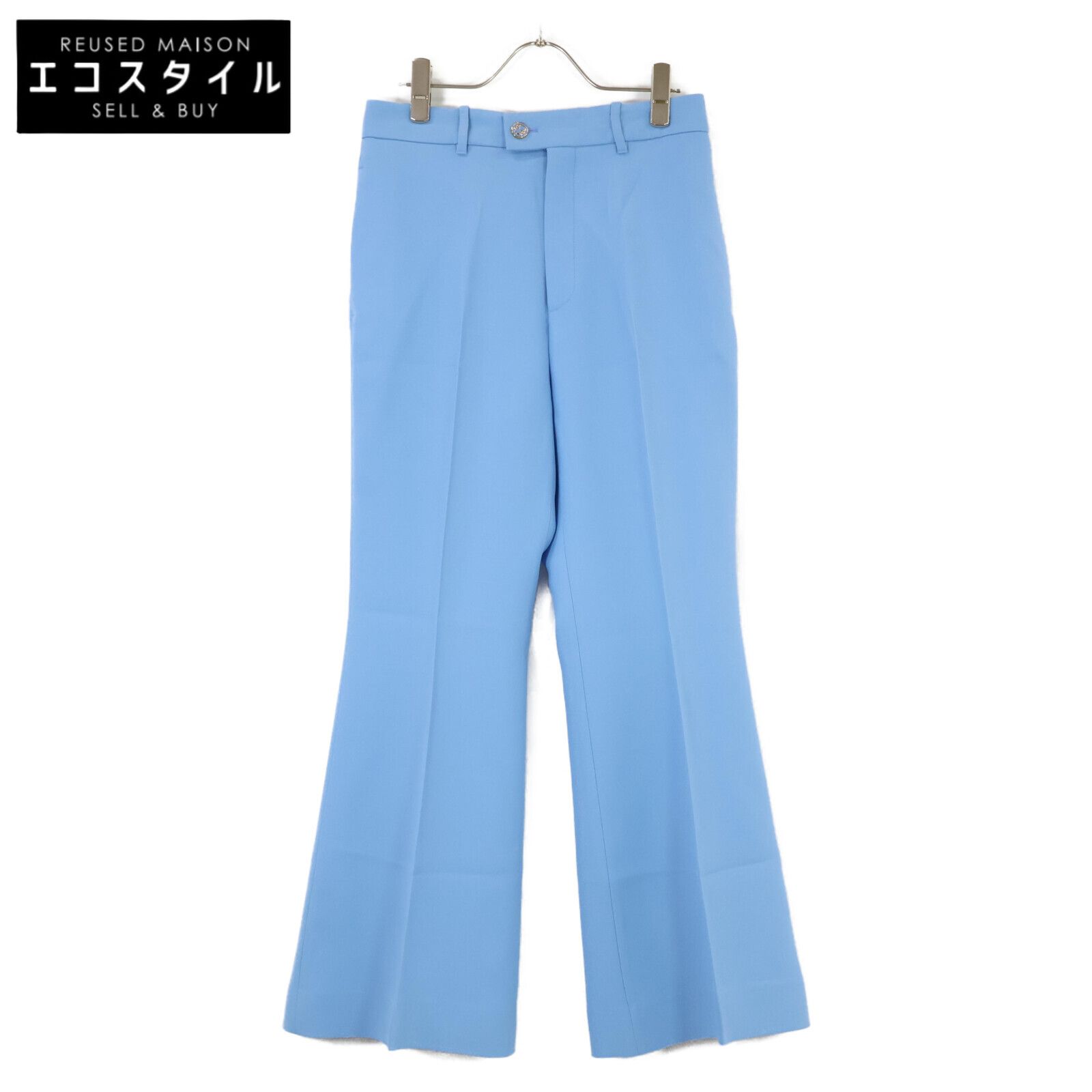 GUCCI グッチ | 正規 632964 ZAD88 シルクｘウール インターロッキングGボタン センタープレス フ パンツ| 38
