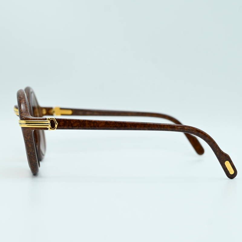 Cartier カルティエ トリニティ ウッド調 セルフレーム サングラス  