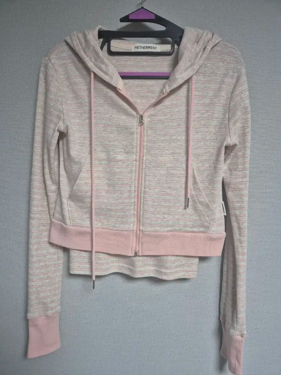  ヘザーメント ストライプフーディー ピンク ストライプ キャミソール パーカー トップス